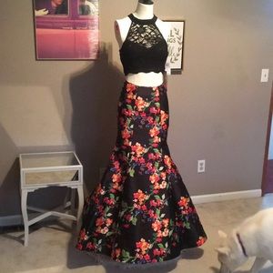 Two piece prom pageant gown
